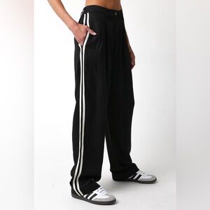 NWT Black Track Pants with White Stripes